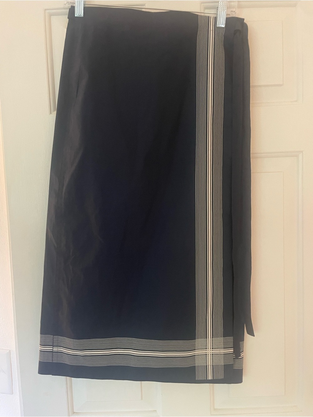 Vince navyWrap Skirt with White Stripe Detail